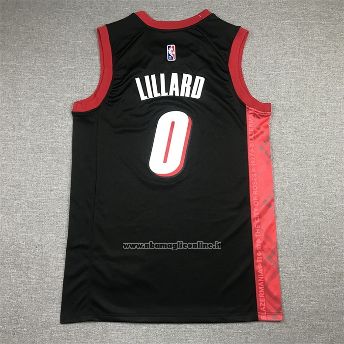 Maglia Portland Trail Blazers Damian Lillard #0 Citta 2021-22 Nero